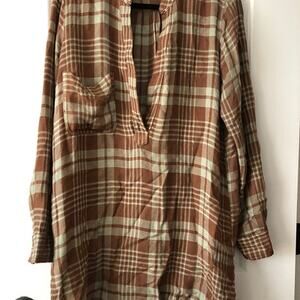 Plaid Cotton Shirt Dress Sz Sm